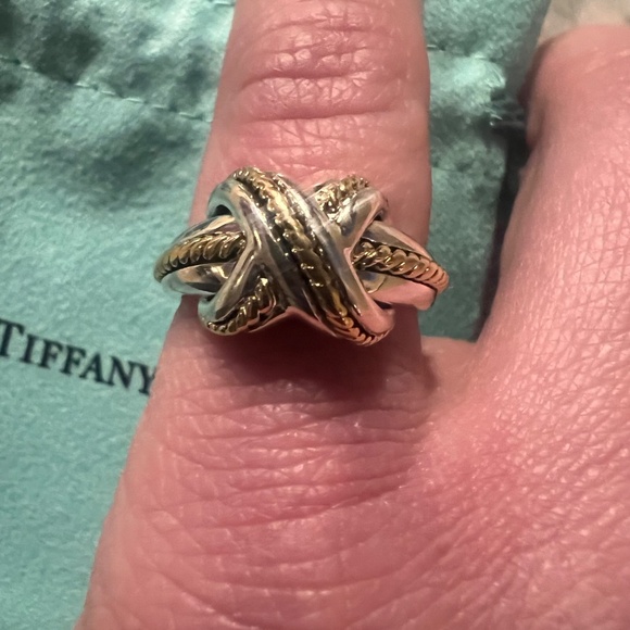 Tiffany & Co Vintage Crossover X Ring Sterling Silver & 18K Gold Size 7.25 - Picture 6 of 9